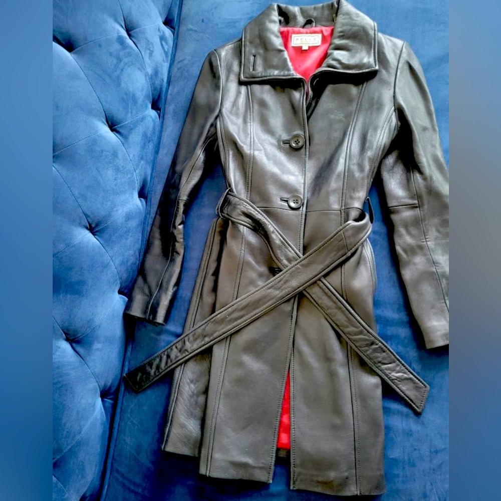 Leather trench coat